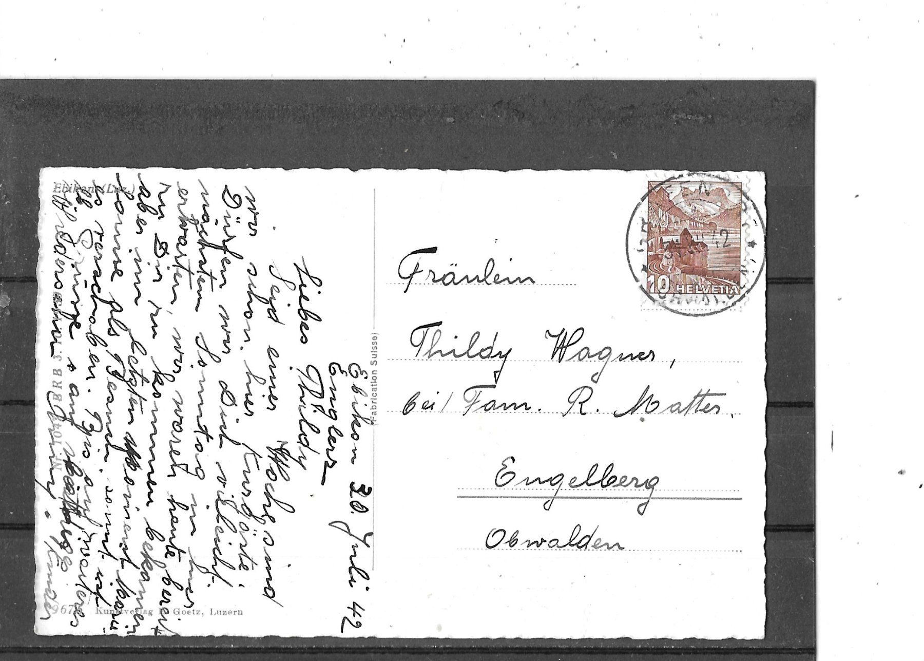 Cartoline postali: LU Ebikon 1942 – Usato da Schocherswil venduto da Wilare 1