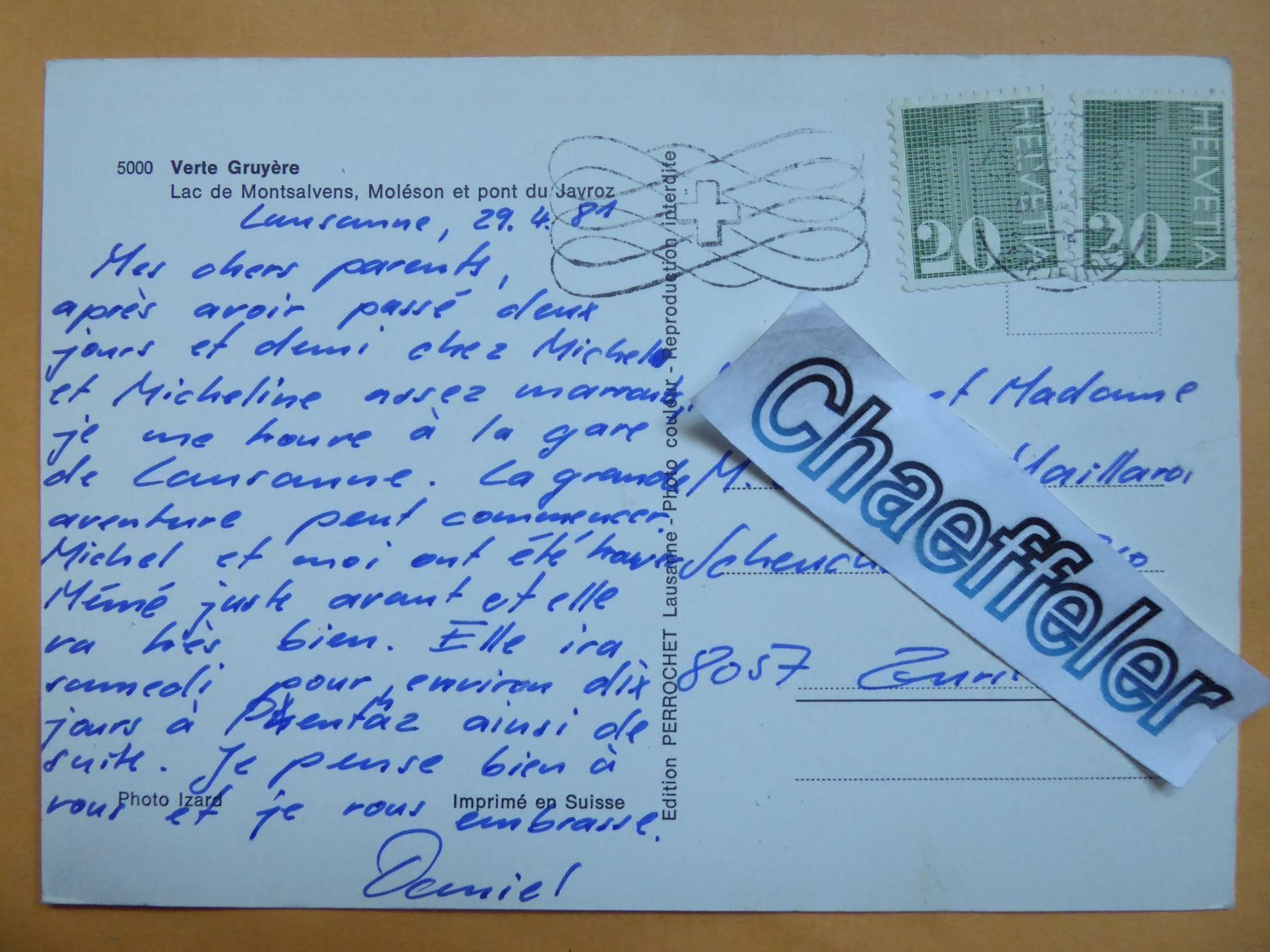 Cartes postales: 1981  5000 Verte Gruyère – D'occasion à Zürich par Chaeffeler 1