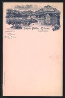 Litho Luzern, Ortspartie mit Swan Hotel 