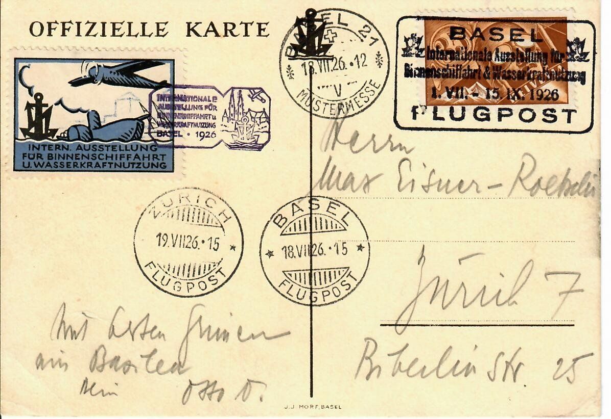 Cartoline postali: AK, Flugpost mit Vignette Basel 1926 – Usato da Hochdorf venduto da Ziegel-16