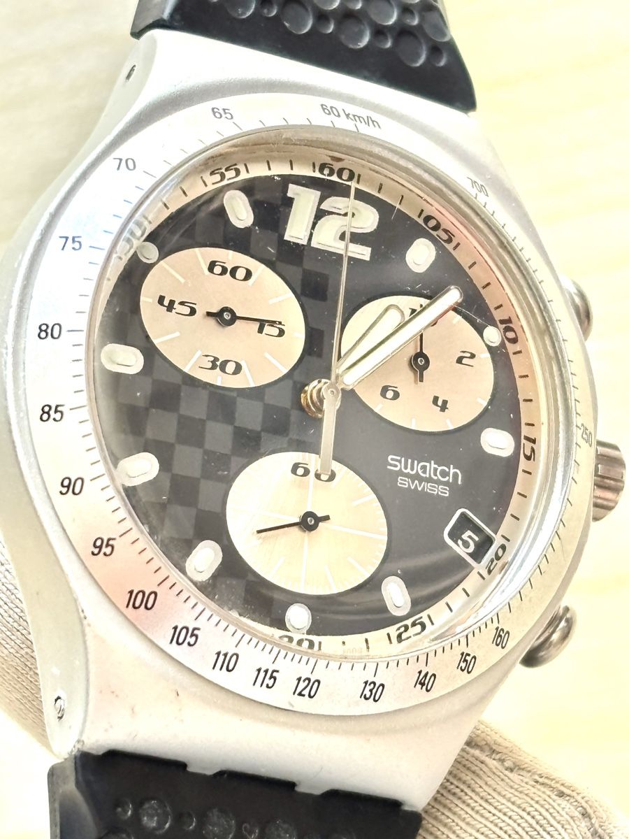 Swatch Orologi: Swatch Chronograph Uhr schwarz silber – Usato da Grenchen venduto da chththl 2