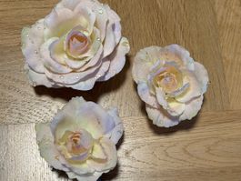 3 Kunstrosen, Schwimmblumen,  rosa pastell