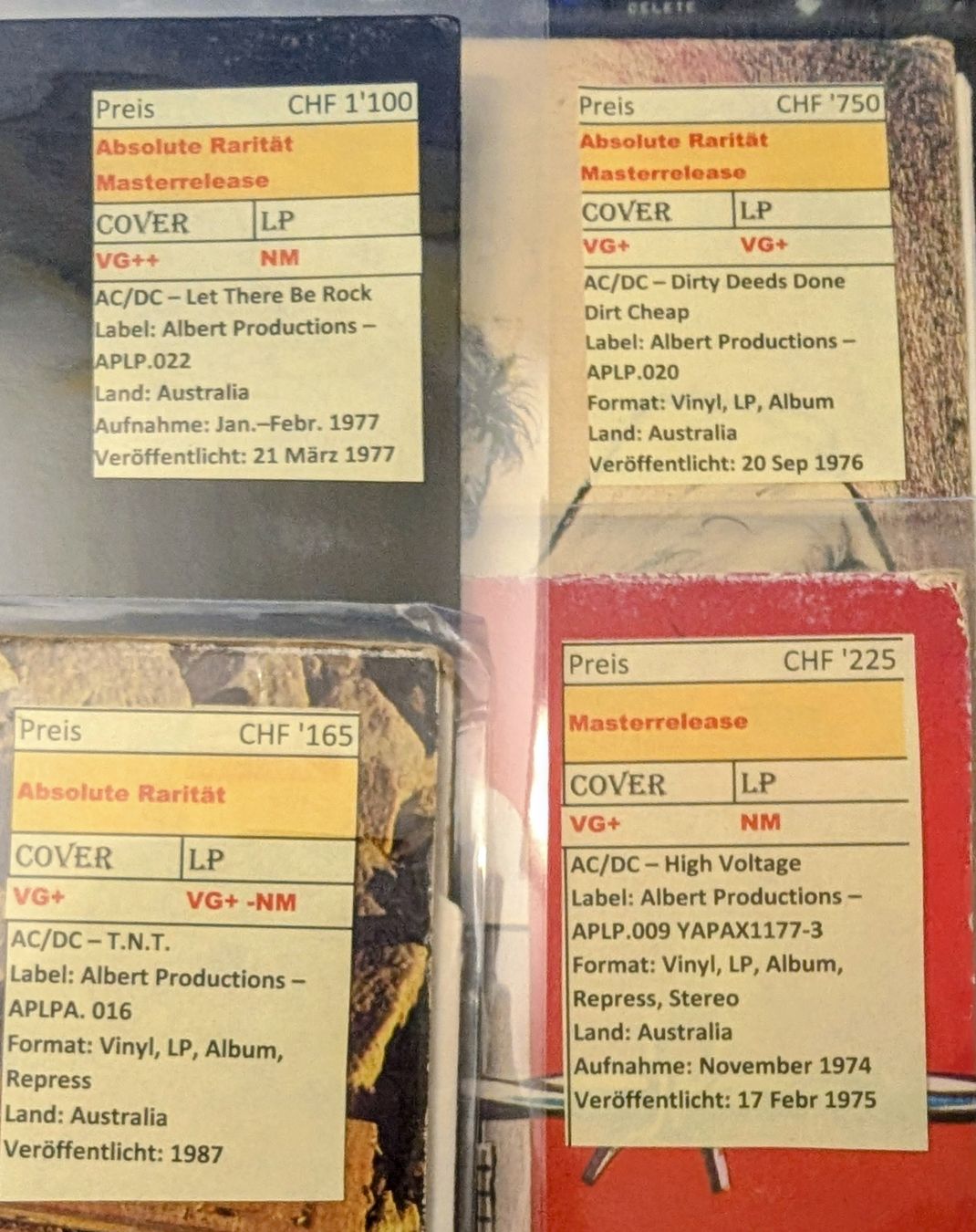 Dischi in vinile: AC/DC Schallplatten Sammlung, Albert Productions – Usato da Sarmenstorf venduto da bw68 6