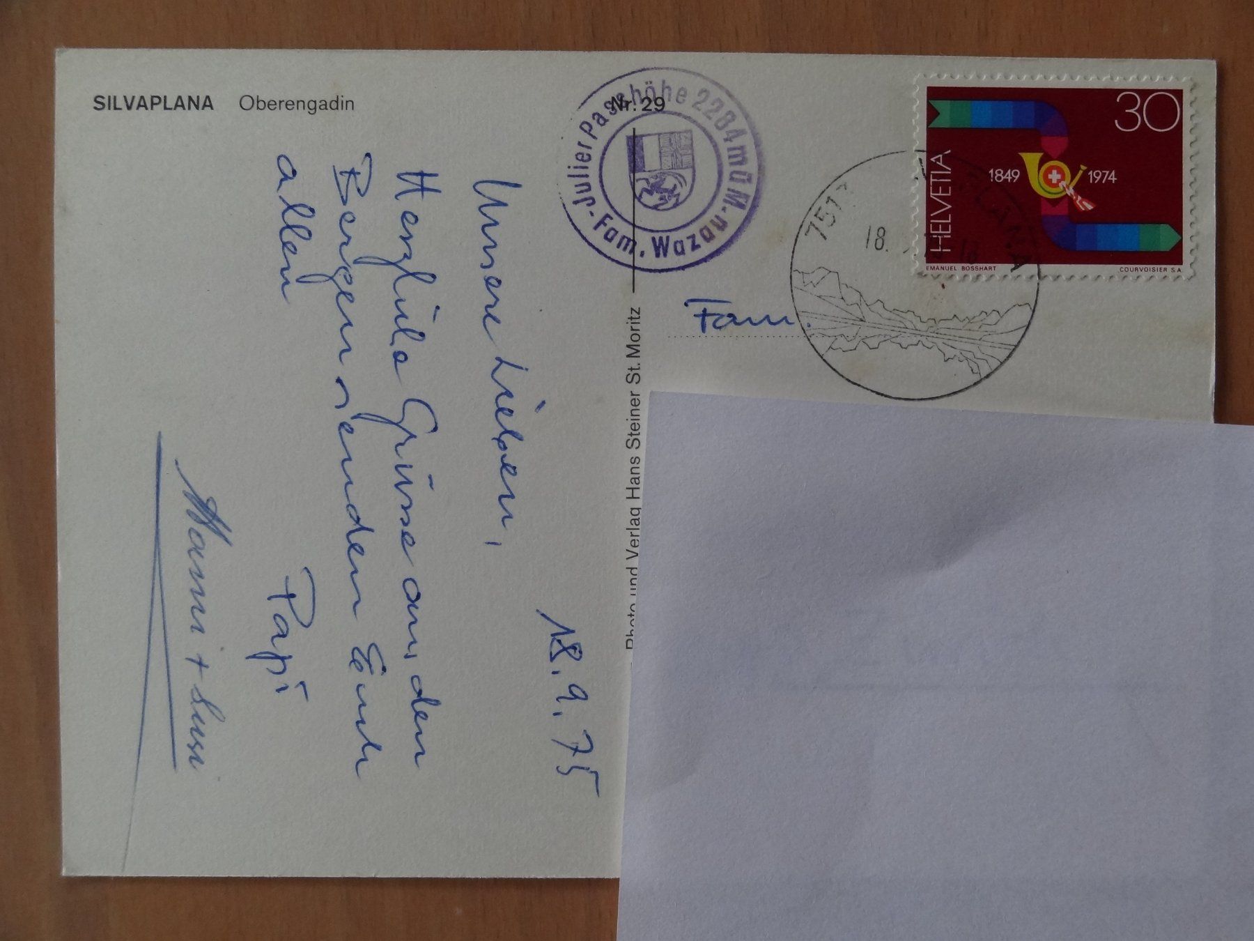 Cartoline postali: Silvaplana - Oberengadin - 1975 – Usato da St Léonard venduto da Riglin 1