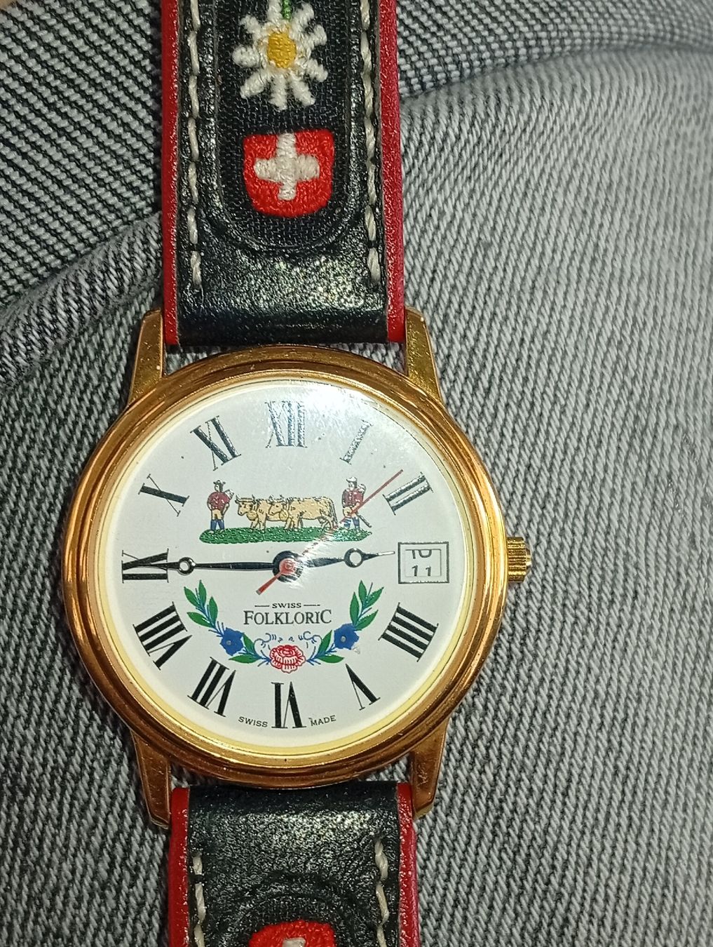 Swiss Orologi: Cavitec Swiss Folklore Uhr mit Datum Wasserdicht 30m. – Usato da Engelburg venduto da CH.Me 1