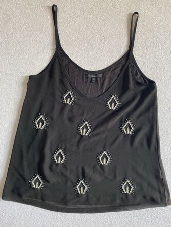 Top Zara noir à bretelles et perles, taille M, été 49