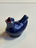 Keramik Vogel Pfeife blau bemalt gebraucht(2I2)