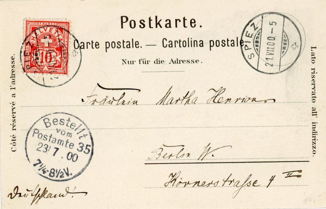 Cartoline postali: Spiez   BE         um 1900 – Usato da Brig venduto da Valcards54 1