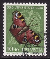 Pro Juventute SBK-Nr. 159 (Tagpfauenauge 1955) gestempelt