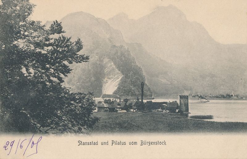 Cartoline postali: Stansstad Dorf See Pilatus 1905 – Usato da Emmenbrücke venduto da teestube