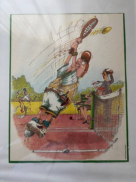 Poster & Bilder: Tennis Karikatur by Steffen Köpf "BACKHAND" – Gebraucht aus Bern von Pfupfi0 2
