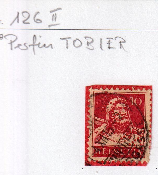Alle Briefmarken: Rollenmarke 126II, Perfin TOBIER – Gebraucht aus Basel von Bingis