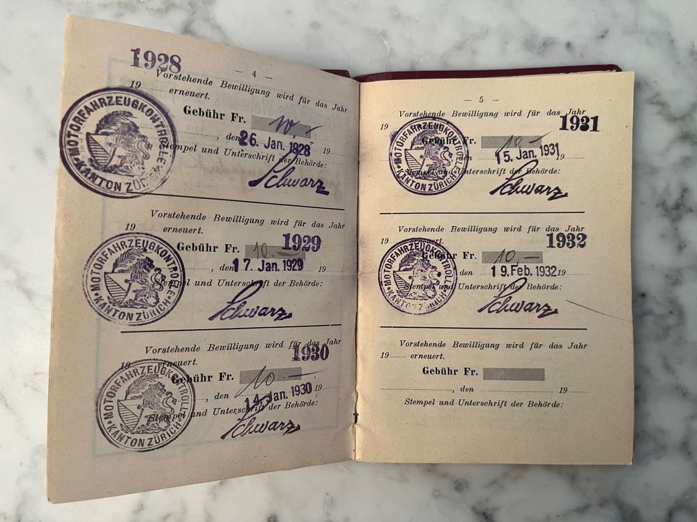 Führerausweis Kanton Zürich von 1927 | Kaufen auf Ricardo