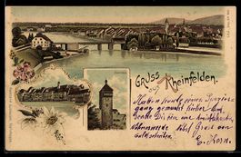Litho Rheinfelden, Stadtansicht mit Rhei