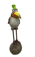 Deko Vogel auf Stein, grüner Zylinder 40cm (23015)