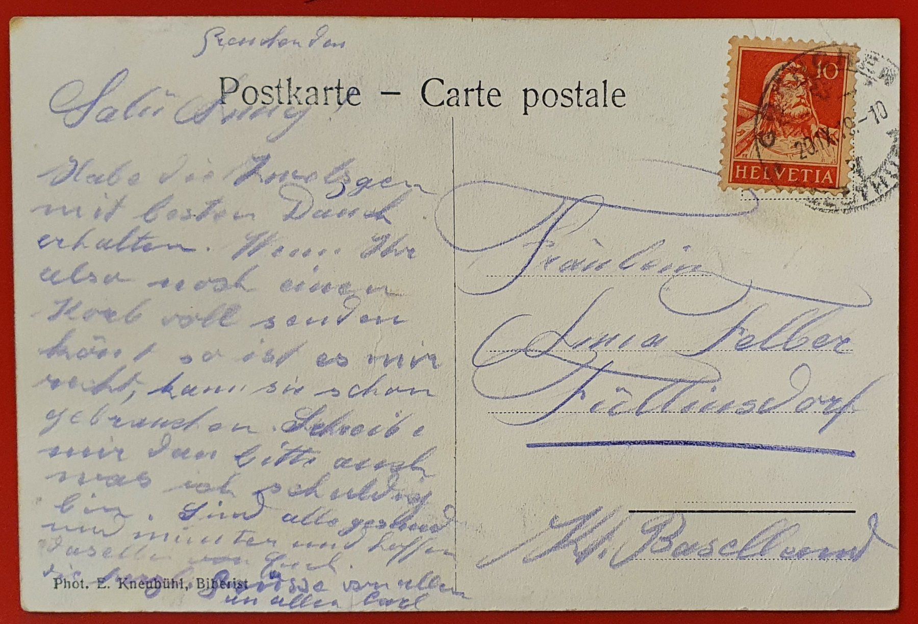 Cartoline postali: Kurort Glutzenberg bei Solothurn 1919 – Usato da Kreuzlingen venduto da Rschweiz1 1