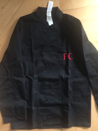 Veste tablier chef noire initiales FC