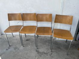 4 Vintage Stapelstühle Chrom Holz Bigla/Embru/Horgen