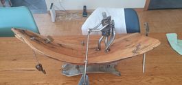 Skulptur, Metall, Holz - Deko, Kunst, hochwertig verarbeitet