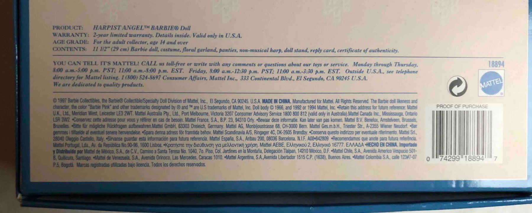 Bambole: Barbie als Engel mit Harfe NEU – Nuovo e nell'imballaggio originale da Balzers venduto da Anna101 4