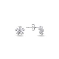 Ohrstecker Blume 925 Silber Zirkonia  7mm