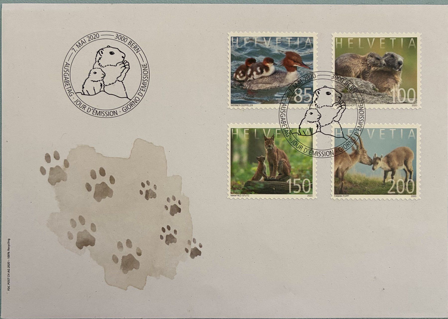 Tutti i francobolli: 2020 FDC Tierfamilien – Usato da Eggersriet venduto da stamp303
