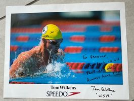 Signiertes Foto Tom Wilkens, Schwimmer USA Olympia Top!