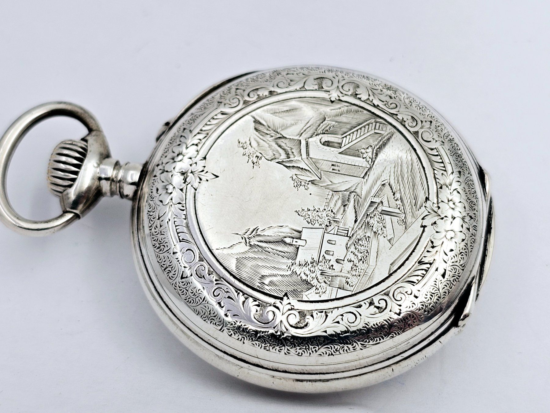 Uhren: Antike Taschenuhr mit Motiv 800 Silber – Gebraucht aus Bassersdorf von AnkerWatch 6