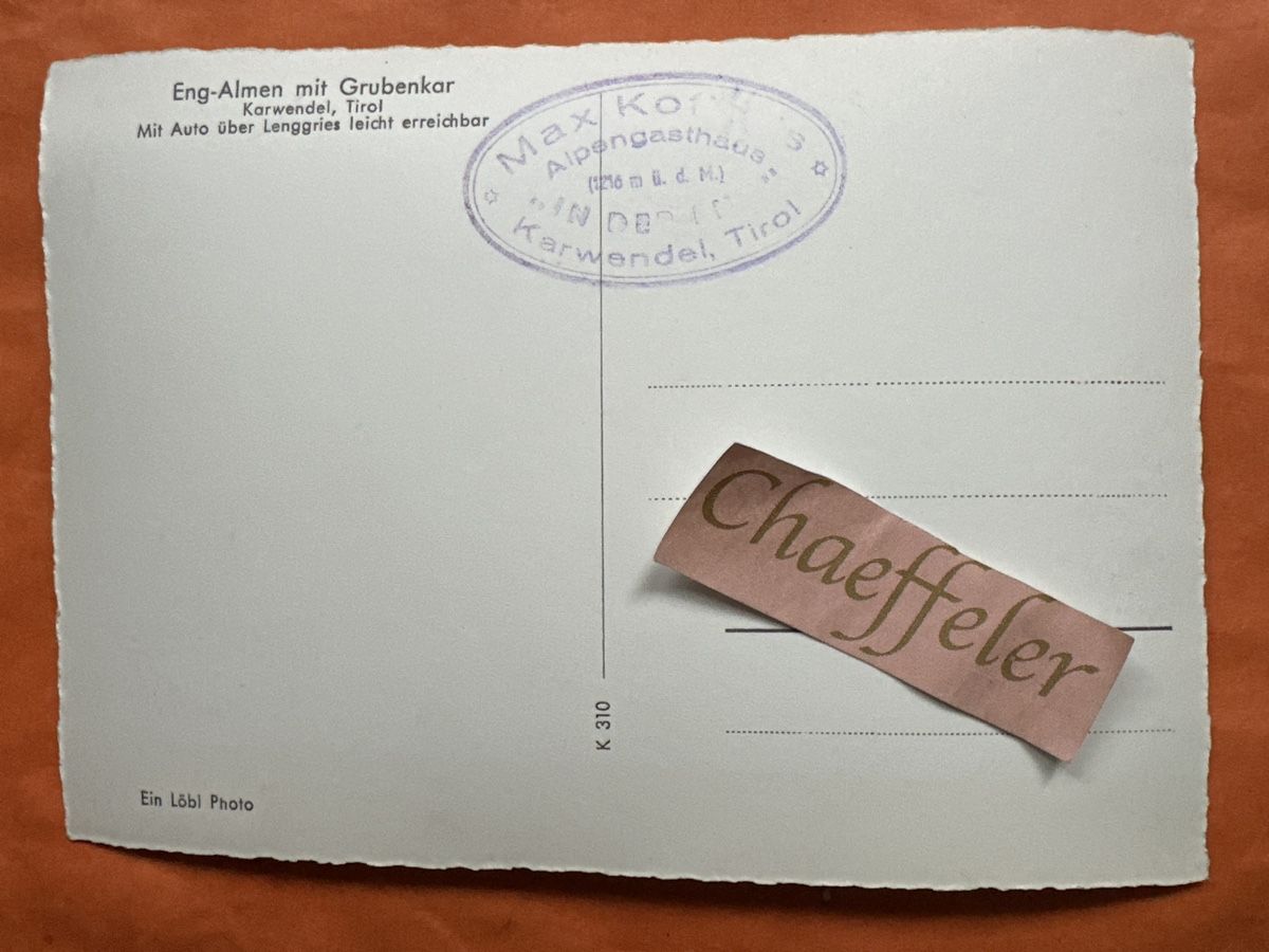 Cartoline postali: Eng-Almen mit Grubenkar, Karwendel, Tirol  – Usato da Zürich venduto da Chaeffeler 1