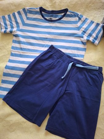 PSommer Pyjama 158/164 TCM Weiss-Blau