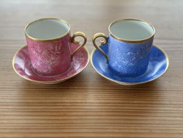 2 Espressotassen mit Goldrand, personalisiert