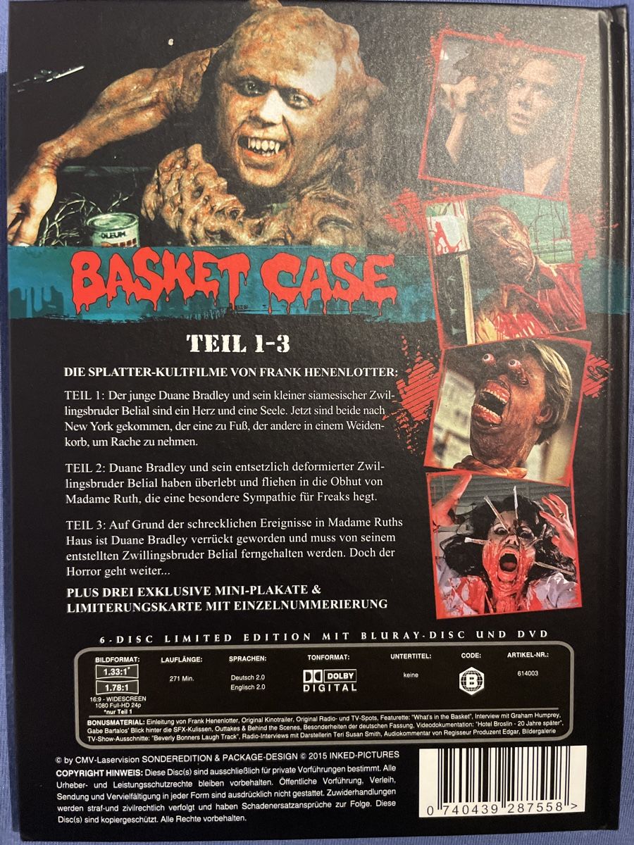 Alle DVDs: Basket Case - Uncut Trilogy - Mediabook - 6 Disc Limited Edi – Gebraucht aus Waldenburg von Gonzo8 1