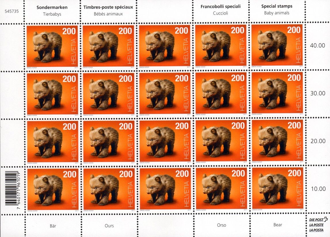 Tutti i francobolli: 4 Bogen Tierbabys - Otter, Luchs, Wolf, Bär** – Nuovo (secondo la descrizione) da Dottikon venduto da haeusibuh5 4