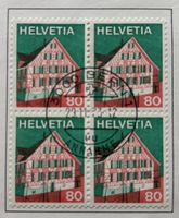 Viererblock Schweizer Briefmarken ("Helvetia", 80 Rappen)