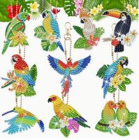 Diamond Painting 10er-Pack Schlüsselanhänger Papageien3-V-An