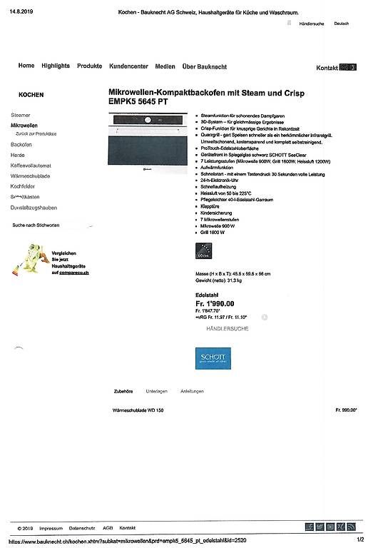 Elettrodomestici da cucina: Bauknecht Mikrowelle und Kompaktbackofen – Usato da Burgdorf venduto da stuedi88