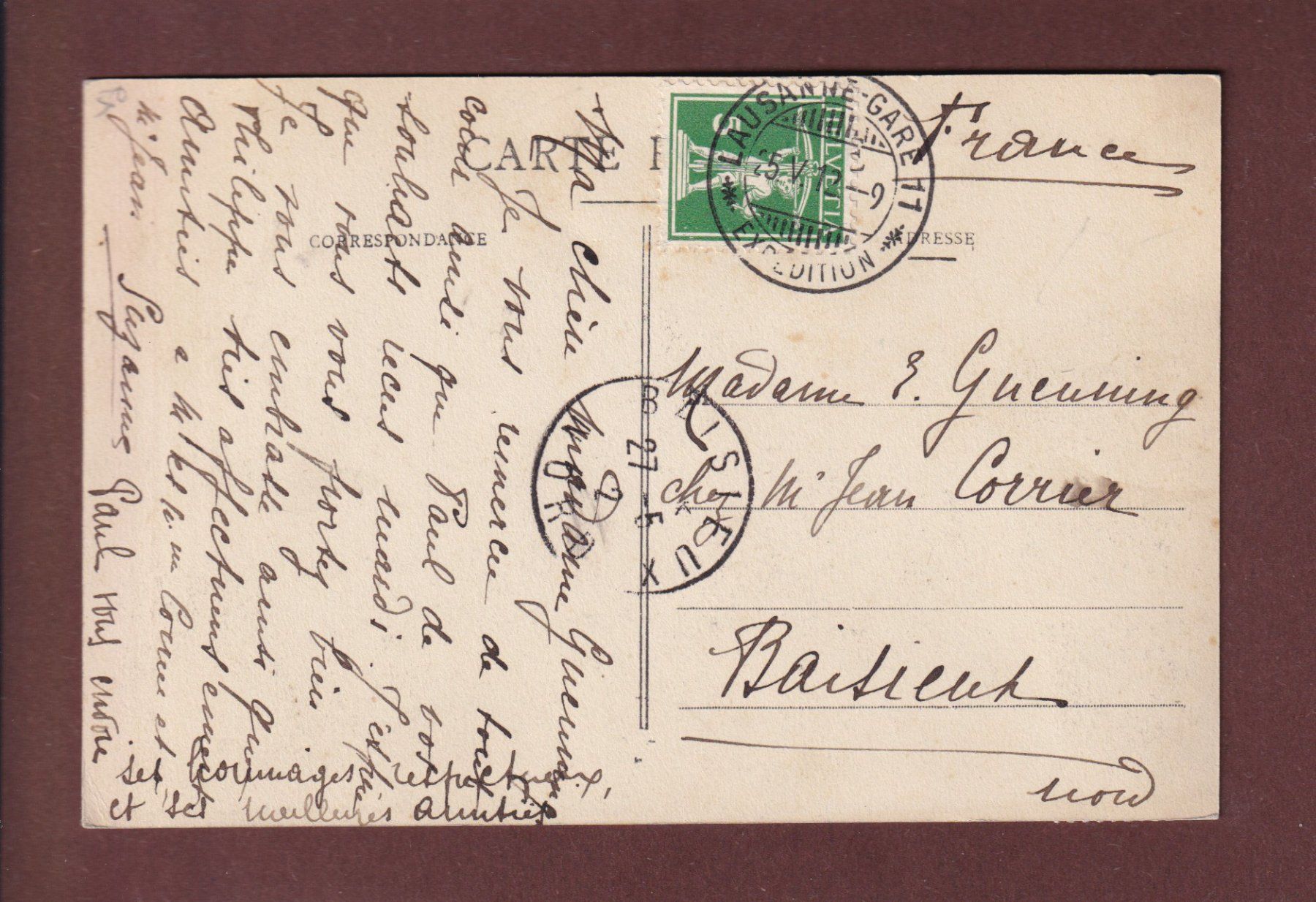 Cartoline postali: LAUSANNE - Grand Pont - 1912 – Usato da Pully venduto da nicecards 1