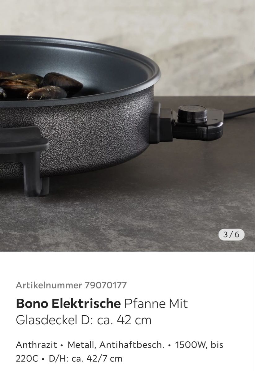 Pfannen: Bono Elektrische Pfanne Mit Glasdeckel – Neu und originalverpackt aus Zürich von haschmet 3