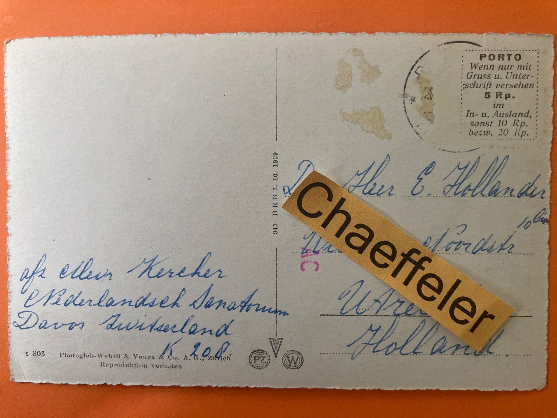Ansichtskarten: Davos-Dorf und See – Gebraucht aus Zürich von Chaeffeler 1