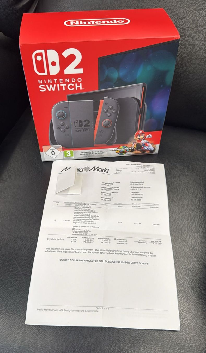NINTENDO SWITCH 2+MARIO KART WORLD GARANTIE BIS 11.06.2027 (Neu