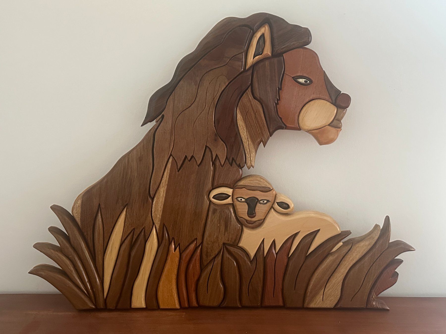 Foto & Immagini: Holzbild Löwe und Lamm – Usato da Basel venduto da urst2005
