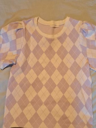 T-Shirt lila kariert gebraucht