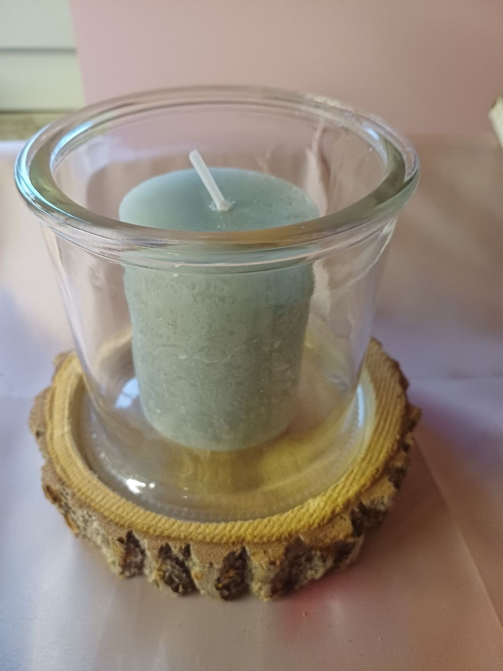 Portacandele: Glas-Windlicht auf Holzsockel, Deko – Nuovo (secondo la descrizione) da Nassen venduto da verrueckt 2