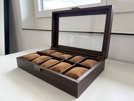 Uhrenbox braun für 10 Uhren neuwertig