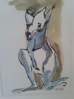 Original Zeichnung SKIPPY/Känguru auf Papier Unikat NEU