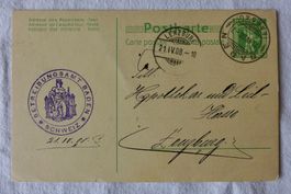 POSTKARTE Ganzsache mit Stempel Betreibungsamt Baden AG