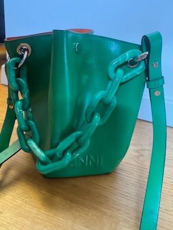 GANNI green mini handbag with chain strap