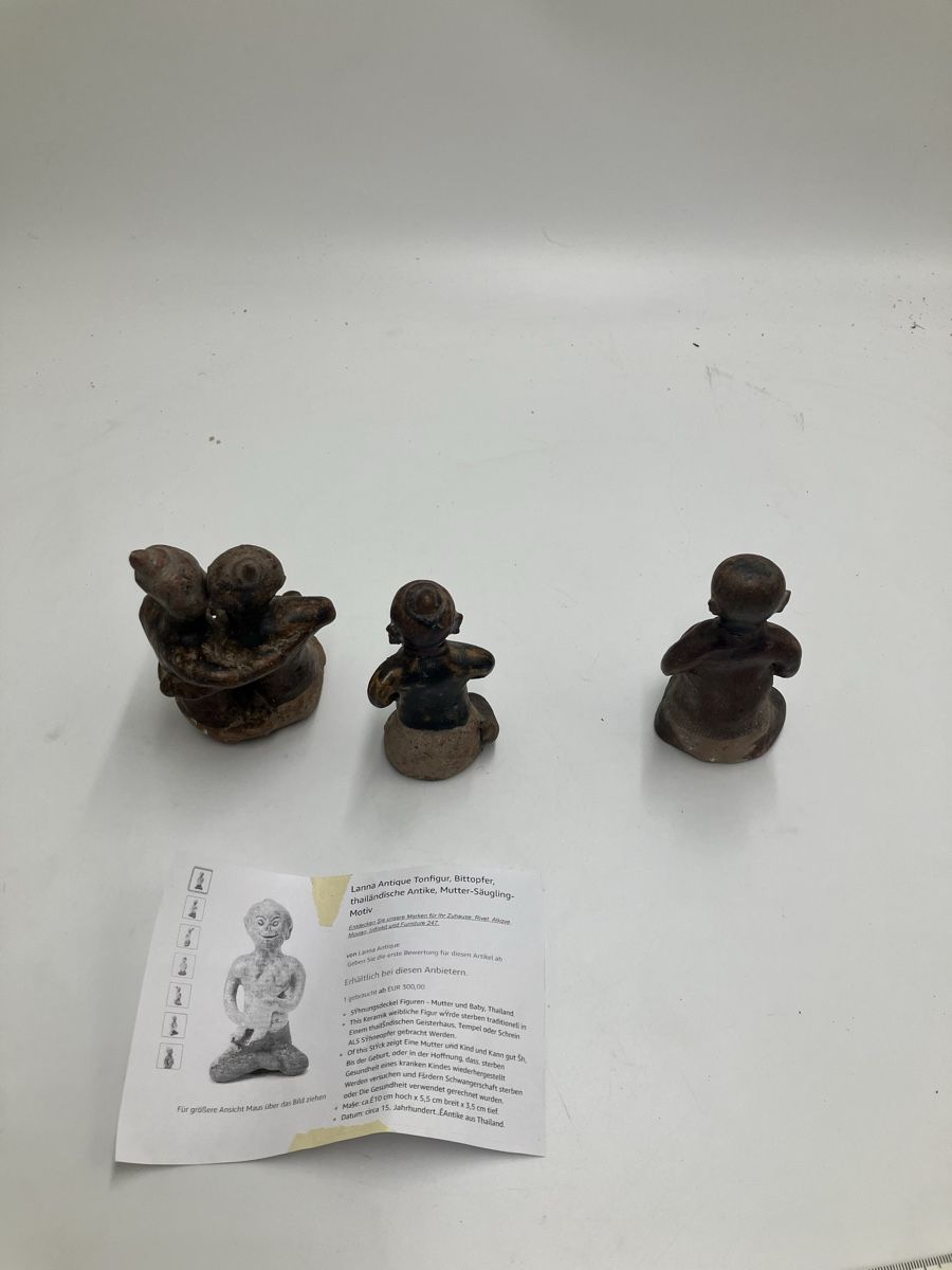 Statuette: 3 lanna Tonfiguren antik – Usato da fribourg venduto da Retroverso 7