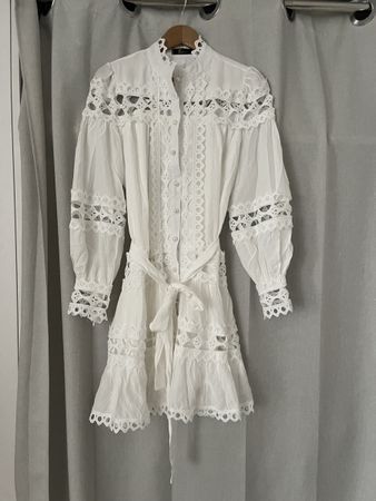 Eva Boutique Kleid mit Spitze Weiss, L,Viskose, Versand 9.- 