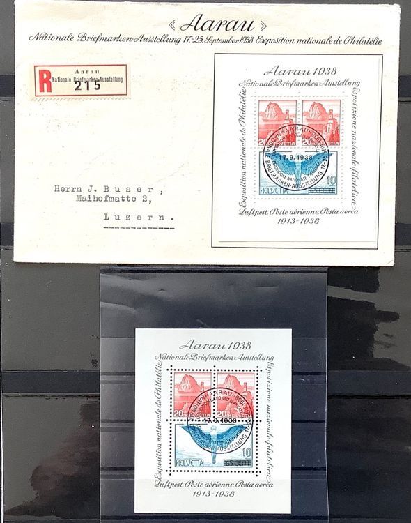 Tous les timbres: 1938 - R- FDC Aarau-Block + Block ET – Neuf (Voir description) à Liestal par Pep3